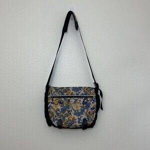 L.L. Bean Black Polyester Laptop Computer Messenger crossbody Bag paint splatter